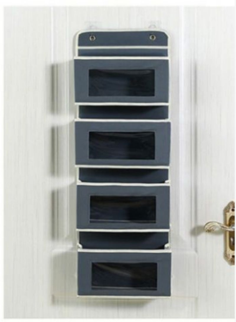 Behind the door storage hanging bag wall hanging storage bag fabric hanging pocket dormitory magical home wall hanging storage bag 4 layers - Image 1