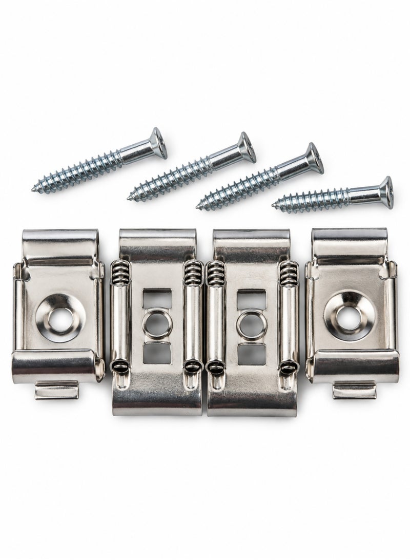 MAAT Mirror Clips 4 Piece Set Heavy Duty, Spring Type Mirror Holder Brackets with Screws, Metal Mirror Fixing Clips for Wall Mounting Glass & Mirrors - Image 2