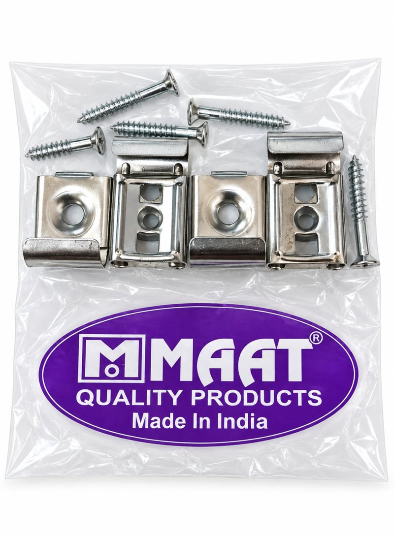 MAAT Mirror Clips 4 Piece Set Heavy Duty, Spring Type Mirror Holder Brackets with Screws, Metal Mirror Fixing Clips for Wall Mounting Glass & Mirrors - Image 5