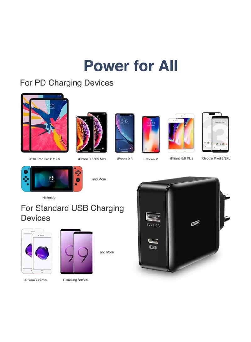 اي اس ار شاحن حائط ESR 30W A+C (18W PD، 12W USB) - Image 4