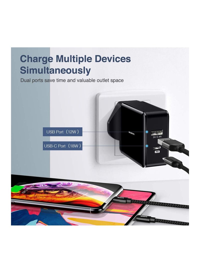 اي اس ار شاحن حائط ESR 30W A+C (18W PD، 12W USB) - Image 3