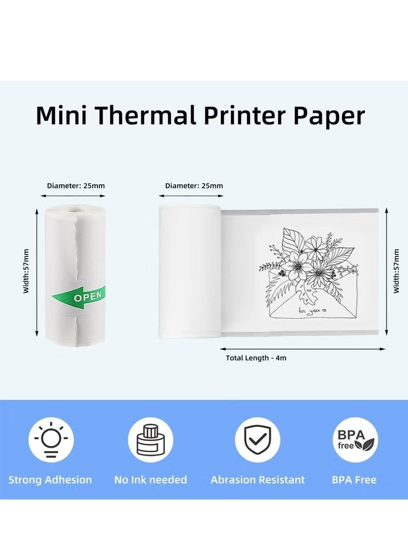 NIBEMINENT 5 Rolls mini printer paper,for Inkless Mini Pocket Printer,Portable Thermal Printer, Sticker Printer Paper,Including 5 rolls of adhesive thermal Paper for Photo Journal Notes Memo, 57x25mm - Image 4
