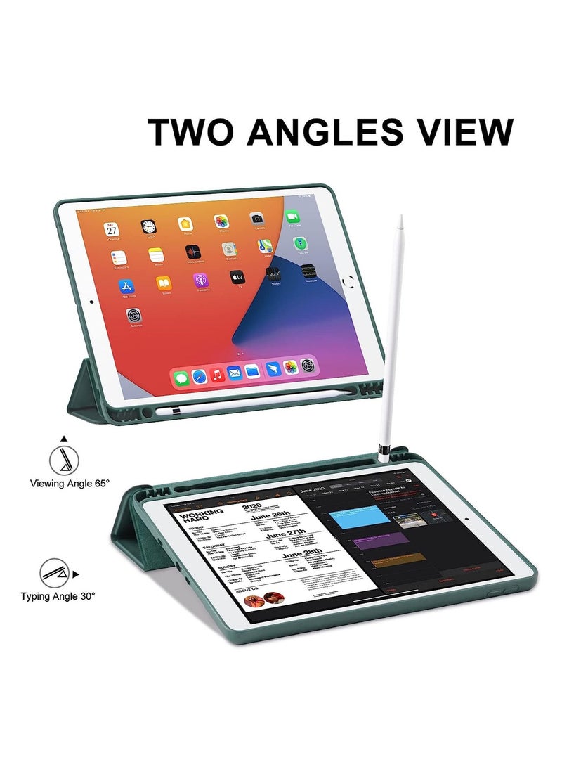 حافظة آيباد الجيل 9/8/7 (2021/2020/2019) حافظة آيباد 10.2 بوصة مع حامل قلم [نوم/استيقاظ] غلاف رفيع ناعم من TPU مع قاعدة مغناطيسية ذكية واقية - Image 4