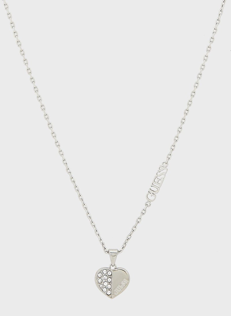 GUESS Plain & Pave Heart Charm Necklace - Image 1