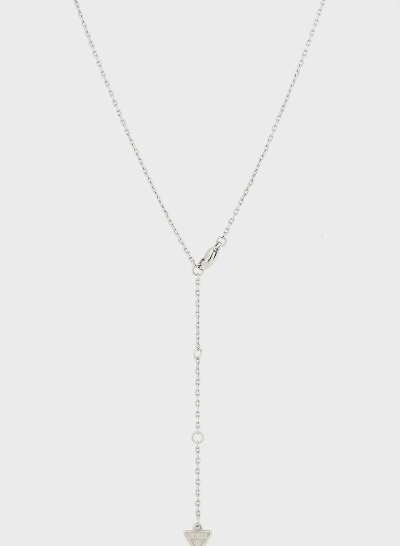 GUESS Plain & Pave Heart Charm Necklace