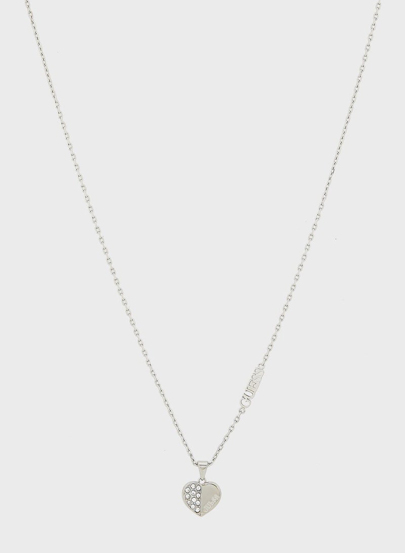 GUESS Plain & Pave Heart Charm Necklace - Image 2