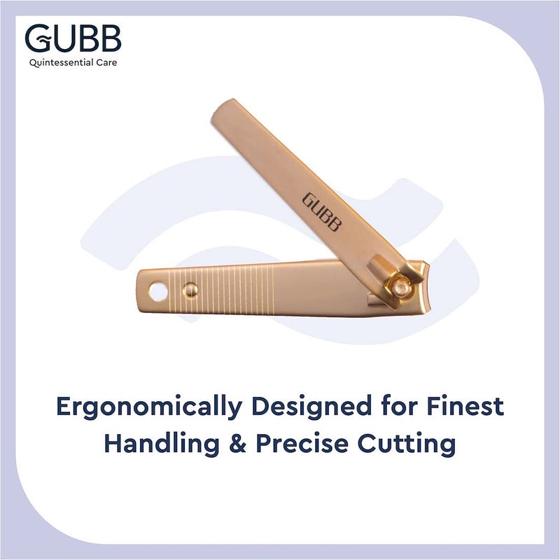 GUBB Nail Clipper For Men & Women - Fits naturally, Cuts precisely |Elegant designed |Easy to hold |Safe for skin |sharp blades | Offers well-groomed nails | Suitable for men and women - Gold - Image 3