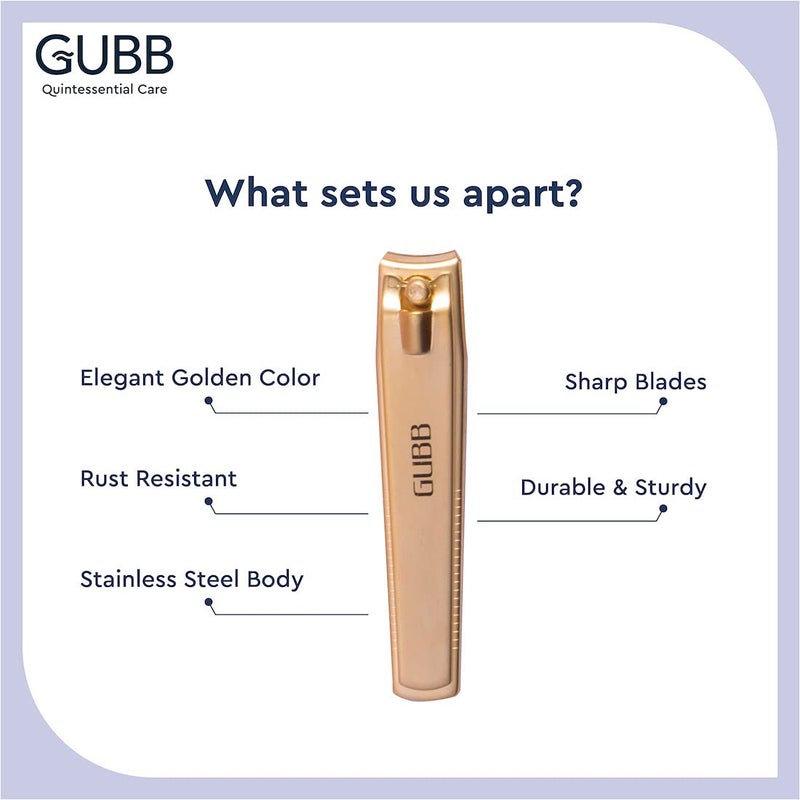 GUBB Nail Clipper For Men & Women - Fits naturally, Cuts precisely |Elegant designed |Easy to hold |Safe for skin |sharp blades | Offers well-groomed nails | Suitable for men and women - Gold - Image 5