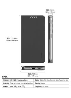 araree Mustang Diary Galaxy S23 Ultra, Designed for Samsung Galaxy S23, Premium PU Leather Flip Folio Cover with Card Slot, Shockproof PC Interior Case, Compatible with Galaxy S23 Ultra - Black  - Image 4