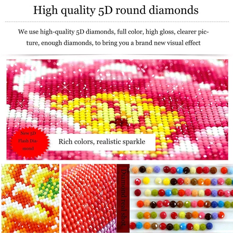 STORE 2508 Store2508 DIY 5D Diamond Painting Kit for Adults Kids Full Drill Round Diamond Crystal Gem Art Cross Stitch Crystal Rhinestone Embroidery Home Wall Decor Gift12x16inch Sunset Boat Scenary  - Image 3
