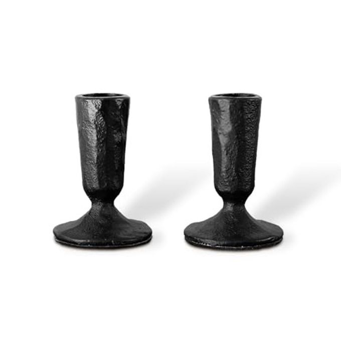 WOLAOJA Candle Sticks Holder Decor, Set of 2 Vintage Black Candle Holders, Modern Decorative Tapered Candlestick Holders Centerpiece for Dining Table Centerpiece, Wedding, Party Decor - Image 4