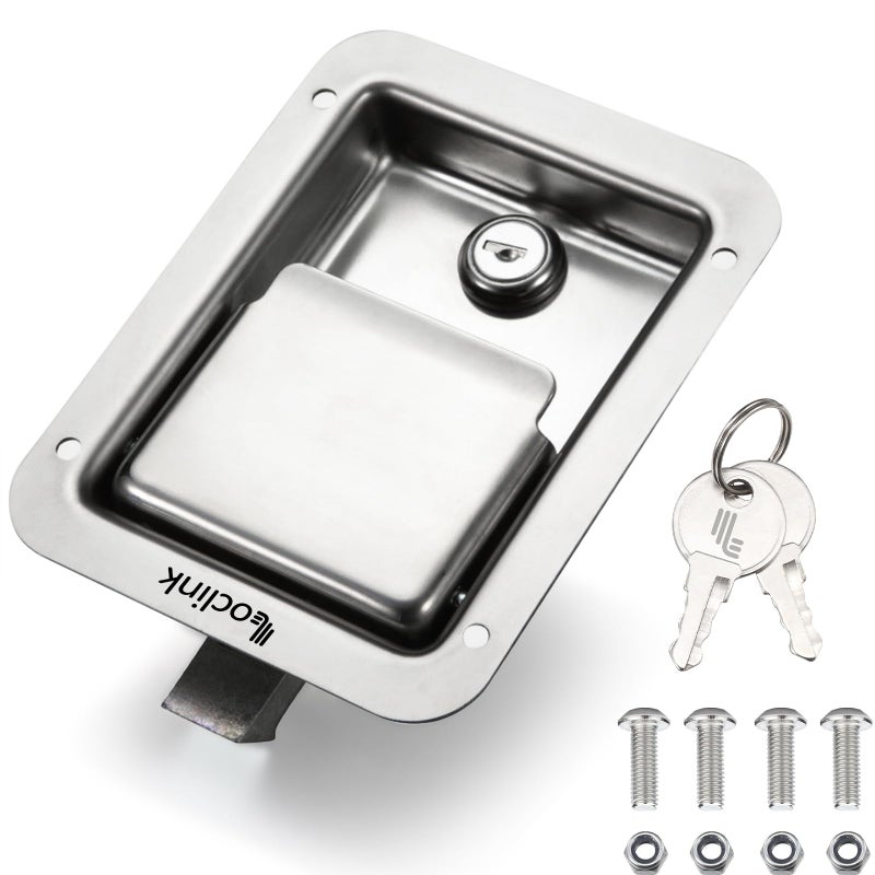 Loclink Truck Tool Box Lock Replacement kit, Stainless Steel Locking Paddle Latch for Truck Bed Toolbox Handle, Trailer Door, RV, Camper, ATV, UTV, 5.85" L x 4.25" W with Keys - Image 1