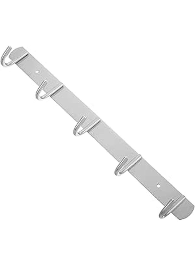 Stainless Steel Towel Hook Rack Wall Mounted 5 Hooks Heavy Duty For Bathroom - Image 1
