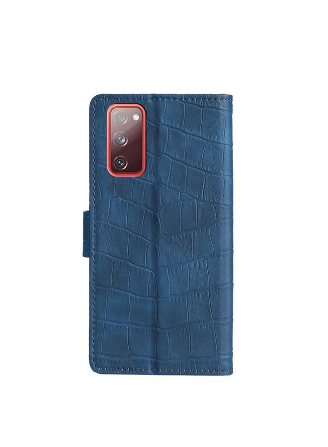 اس-توب جراب لهاتف Samsung Galaxy S20 FE مصنوع من جلد التمساح بمشبك مغناطيسي مع حامل وفتحات للبطاقات ومحفظة - Image 3