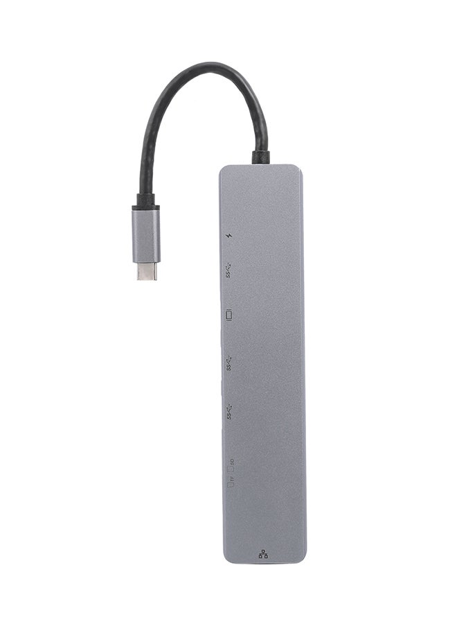 8-In-1 USB-C Multi-Function Laptop Docking Station Converter Grey - Image 1