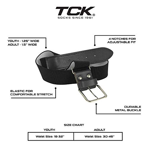 TCK Baseball/Softball Adult Belt & Socks Combo Set (Black, Medium) - Black,Medium - Image 3