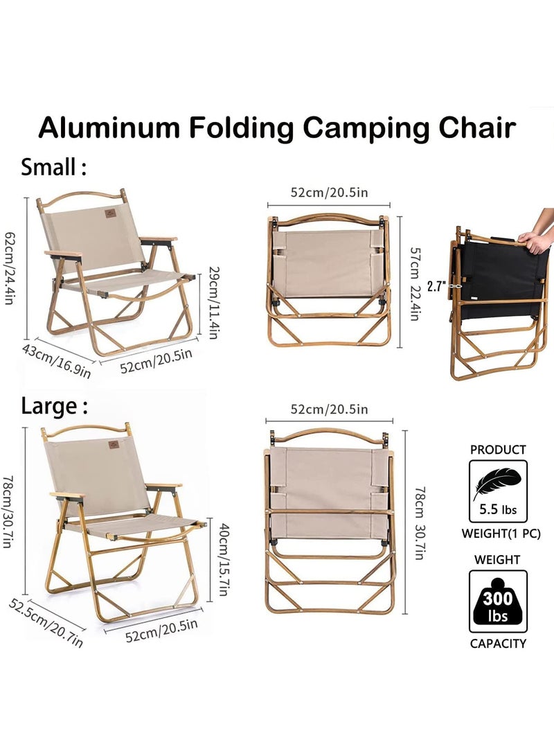 AUTOYSUR كرسي تخييم خارجي قابل للطي خفيف الوزن أثاث تخييم للرحلات والصيد والنزهات والسفر (كبير، بيج) - Image 3