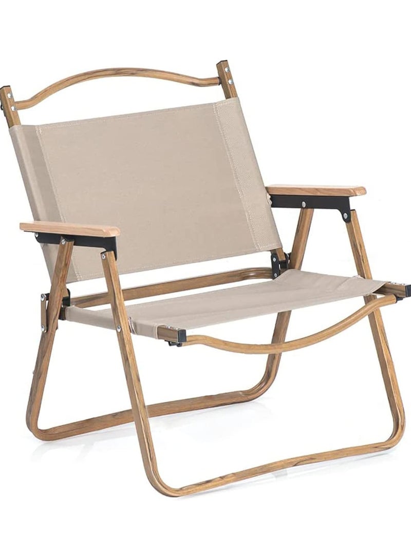 AUTOYSUR كرسي تخييم خارجي قابل للطي خفيف الوزن أثاث تخييم للرحلات والصيد والنزهات والسفر (كبير، بيج) - Image 1