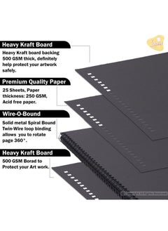 Lakeer Lakeer Black Sketchbook - A3 Size|250 GSM-25 Sheets, for Sketching, Drawing, Panting, etc  - Image 3