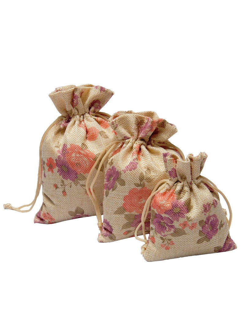 Lifekrafts LifeKrafts Linen Pouches Christmas & Party Gift Bag,Gifts Bags for Return Gifts Bags,Size-12 * 12 inches(30x30 cms) Purple Floral Pack of 50.  - Image 5