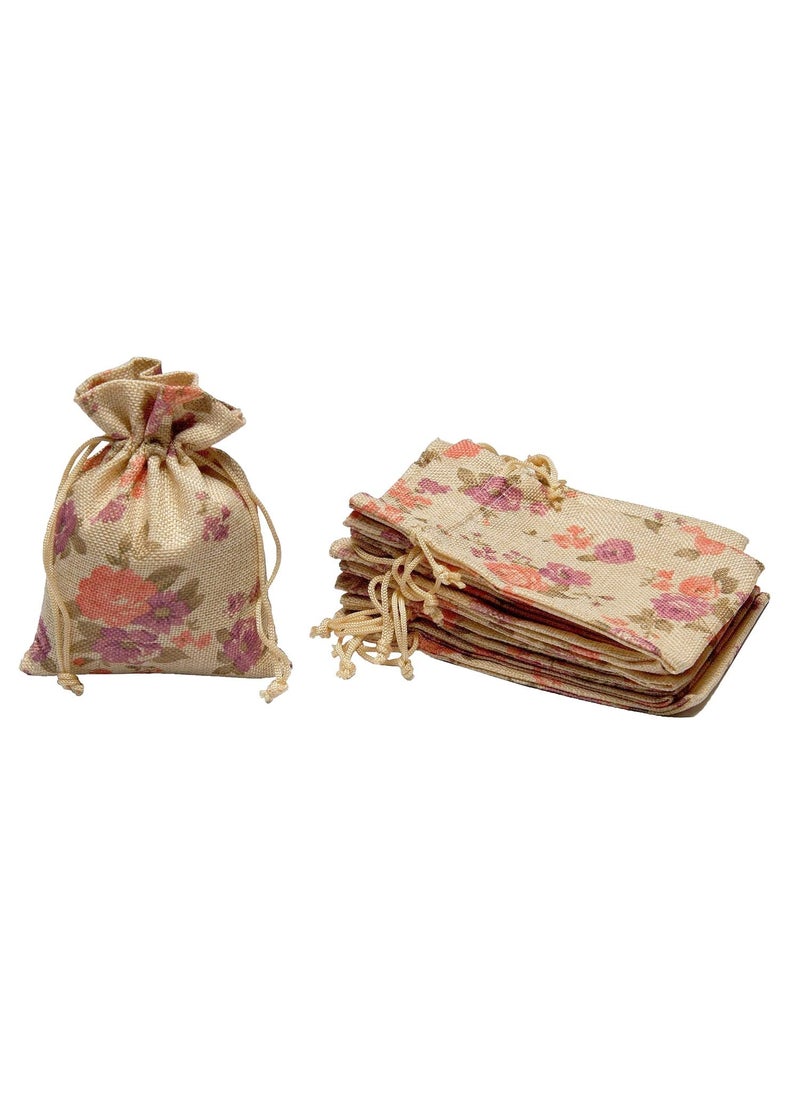Lifekrafts LifeKrafts Linen Pouches Christmas & Party Gift Bag,Gifts Bags for Return Gifts Bags,Size-12 * 12 inches(30x30 cms) Purple Floral Pack of 50.  - Image 4