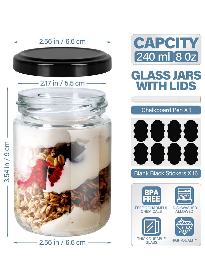 12 Pack 8 oz Clear Glass Jars with Airtight Lids - Image 2