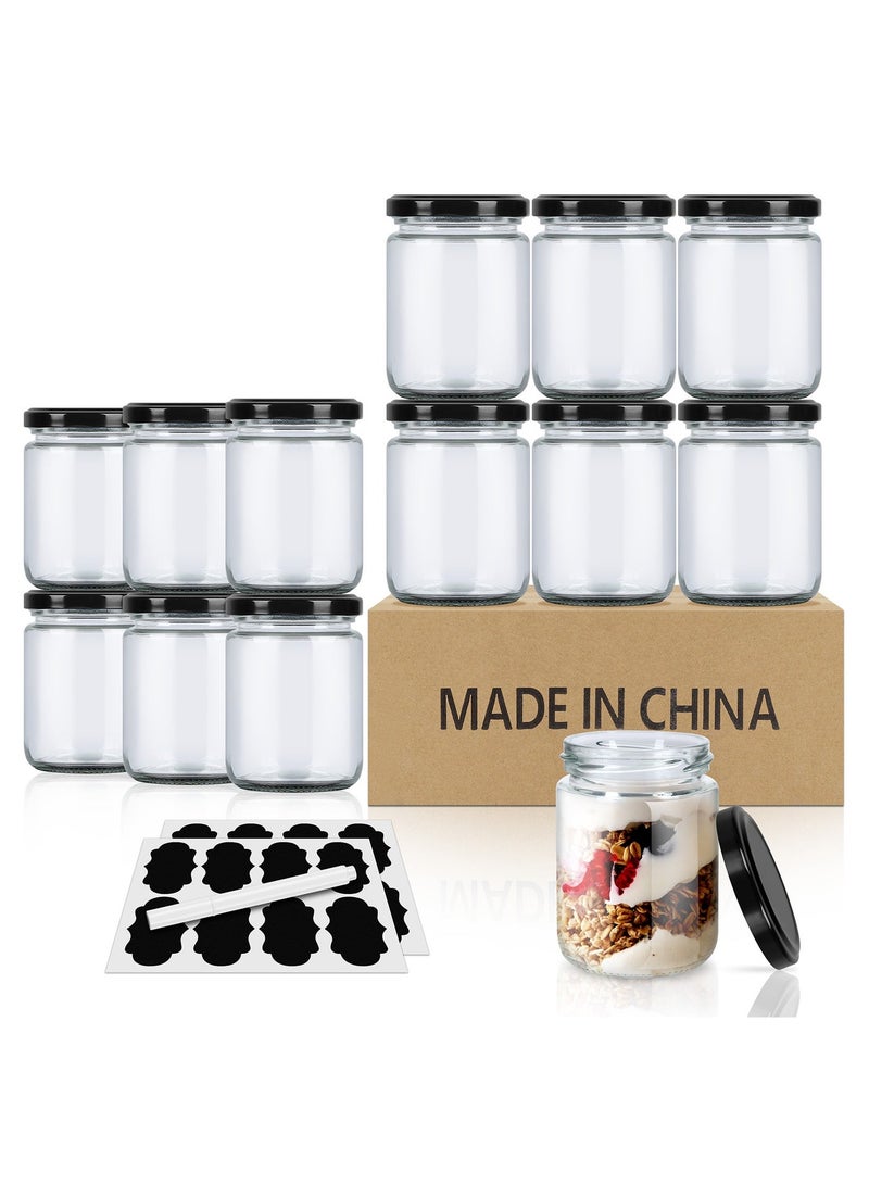 12 Pack 8 oz Clear Glass Jars with Airtight Lids - Image 1