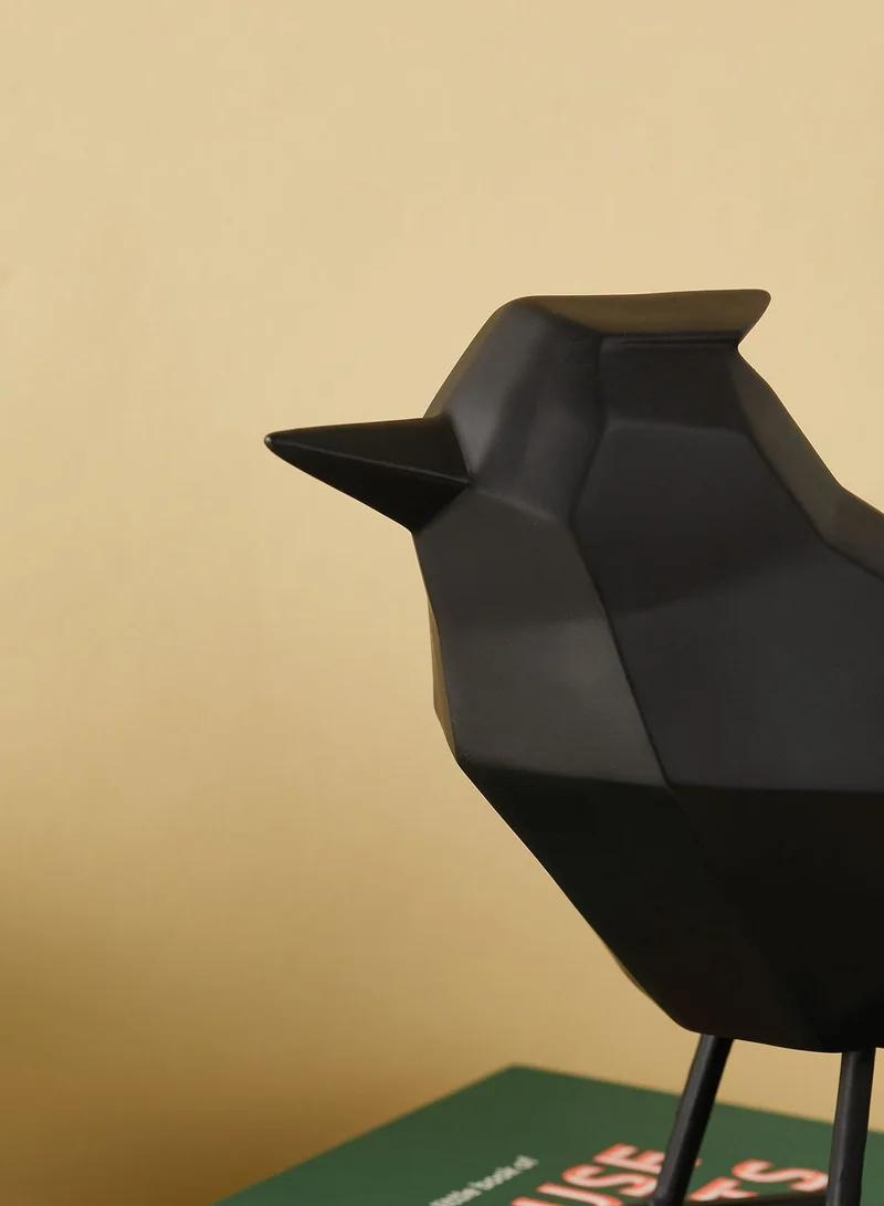 present time Matte Black Large Bird Statue