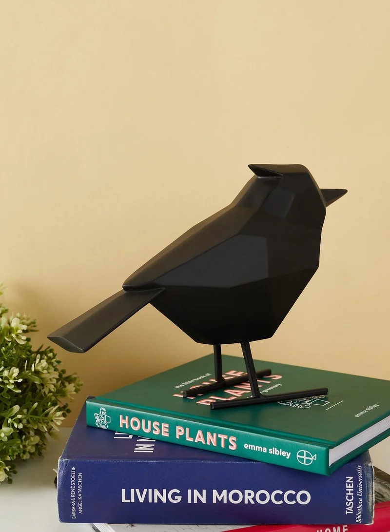 present time Matte Black Large Bird Statue