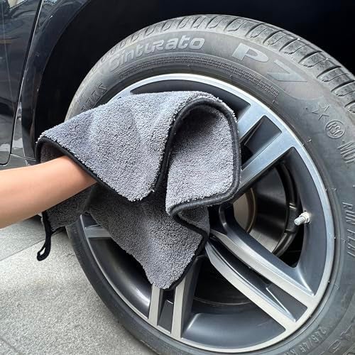 DETACHI Dual Sided Microfiber Cloth for Car/Bike (1pc - 40x60 cm, 900 GSM),Thick Lint & Streak-Free Multipurpose Cloths | Absorbent Extra Thick Plush Towel for Cleaning, Washing & Drying-Grey - Image 3