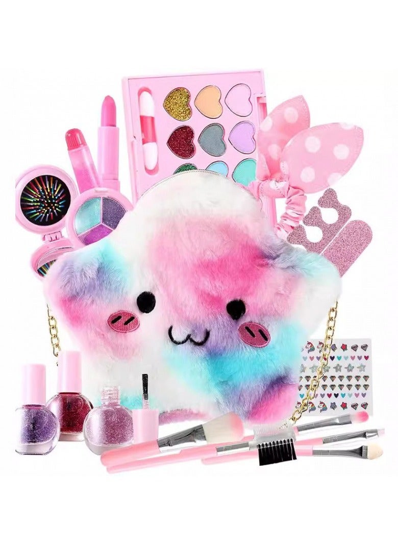 Girl Makeup Toy Set, Children's Cosmetics Toy, Princess Simulation Play House, Makeup Accessories, Dressing Toy, Star Portable Cosmetic Bag Set - Image 1