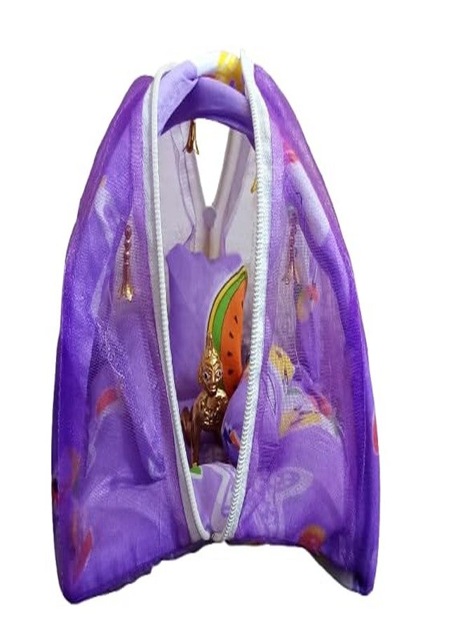 Laddu Gopal Kanha ji Mosquito (Machardani) Net Bed Cover, Machardani for Temple Deity Size- 2 to 6 (Purple) - Image 1
