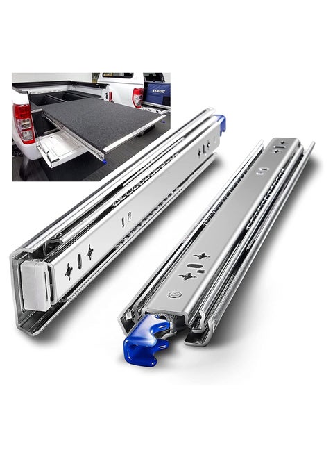 1 Pair Heavy Duty Drawer Runners with Lock 120KG Load Capacity Locking Drawer Slide Industrial Strong Full Extension Draw Runner Ball Bearing Shelf Guide Rail Side Mount for Siding Out Storage