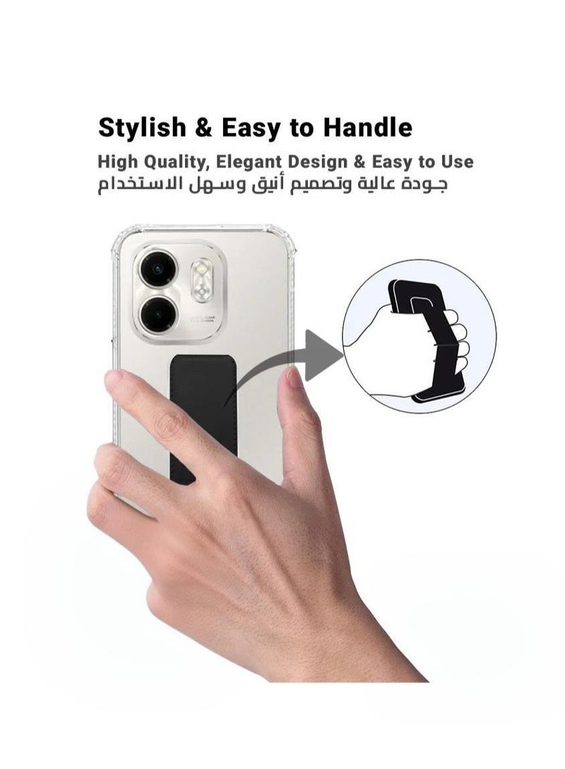 ARMOR Case Cover For Infinix Smart 9 With Magnetic Hand Grip 3 in 1 Clear / Black - Image 3