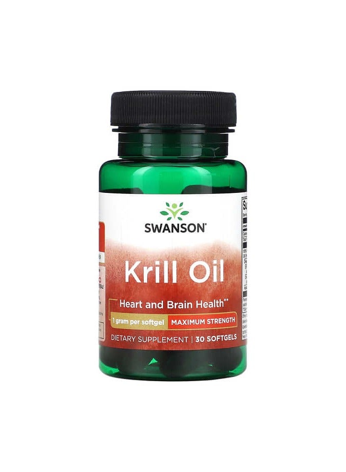SWANSON Krill Oil, Maximum Strength, 1 g, 30 Softgels