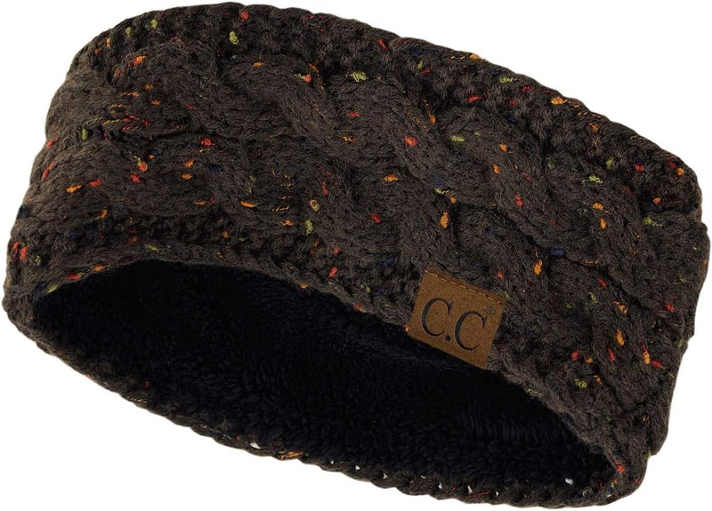 Cc Soft Stretch Winter Warm Cable Knit Fuzzy Lined Ear Warmer Headband - Image 3