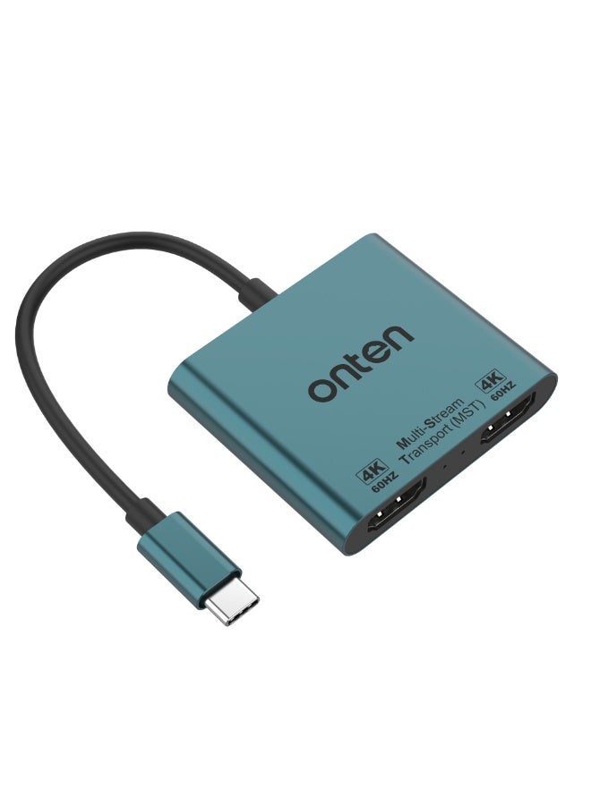 أونتن محول ONTEN OTN-9175B من USB-C إلى منفذي HDMI، محول شاشة مزدوجة بدقة 4K فائقة الوضوح، يدعم وضعَي العرض المتطابق والعرض الممتد، هيكل خفيف الوزن من سبائك الألومنيوم، تصميم سهل الاستخدام (التوصيل والتشغيل) لأجهزة الكمبيوتر المحمولة، وأجهزة MacBook، وأجهزة الكمبيوتر الشخصية، ومحطات العمل، والشاشات، وأجهزة التلفزيون، والعروض التقديمية، والألعاب، والترفيه المنزلي - Image 3