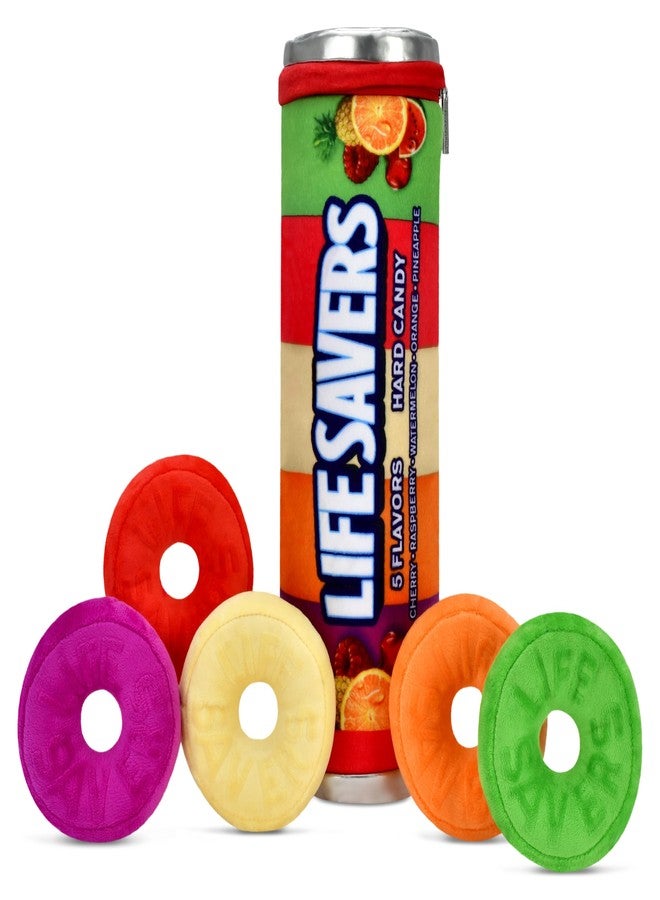 iscream Life Savers Candy Five Flavor Roll 14.5" x 6.25" Pillow Set with 5 Life Saver Mini Pillows - Image 1