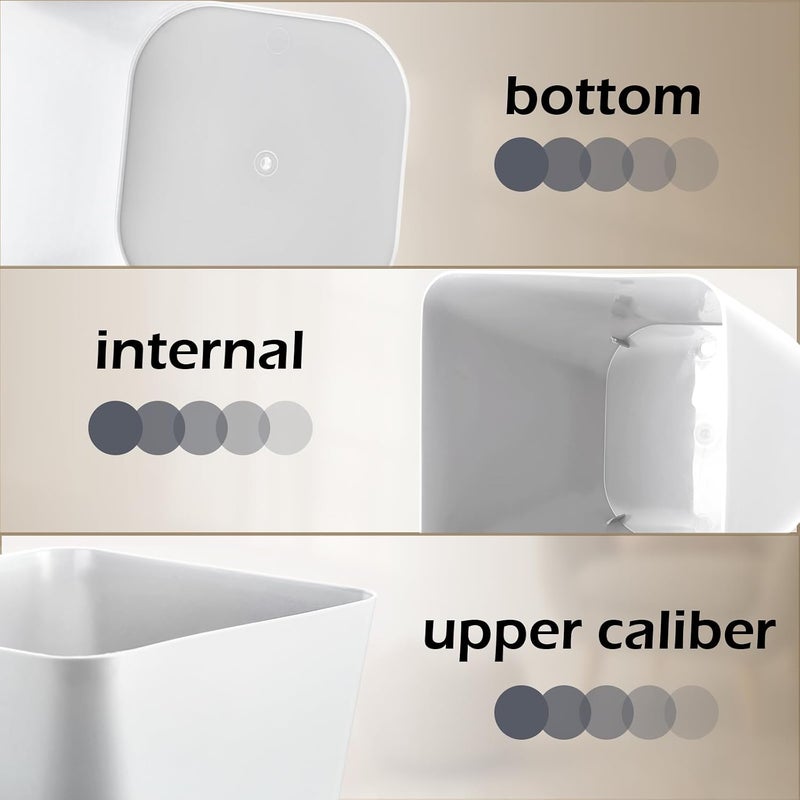 Hoolerry 9 Pieces 2 Gallon Small Trash Cans Bulk Bathroom Trash Bin Plastic Wastebasket Square Garbage Can for Bedroom Slim Bathroom Trashcan Small Container for Kitchen Office Home Rooms (White,Grey) - Image 3