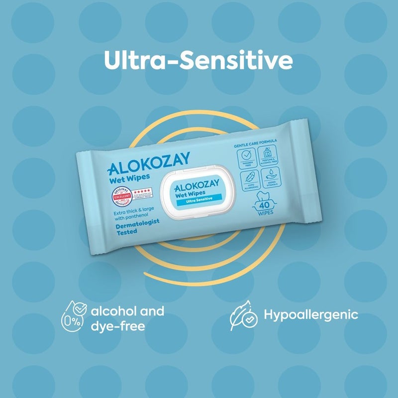 Alokozay Ultra Sensitive Without Perfume Wet Wipes 40 Sheets - Image 2