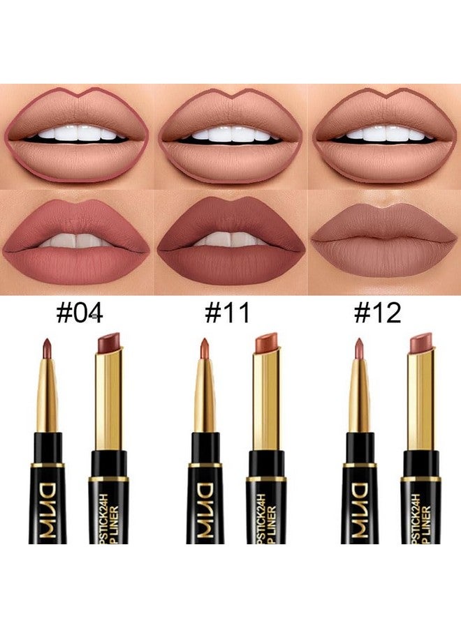 evpct 3Pcs Chestnut Nude Brown Matte Lip Liner And Lipstick Combo Set Kit For Women Dnm Antique Rose Magic Lipstick 24 Hours Original Lip Liner Makeup Stain Long Lasting Waterproof Smudge Proof Labial - Image 2