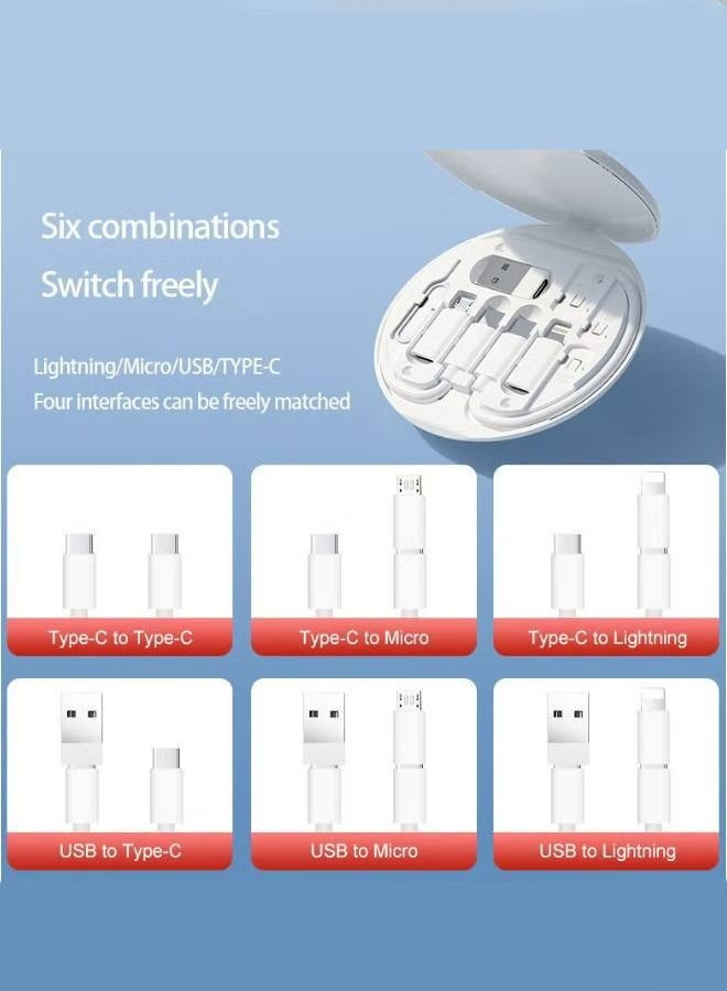 منظم كابلات سفر محمول متعدد الوظائف مع Lightning وMicro USB وTYPE-C و5 في 1 وشحن سريع 0.3 متر 60 وات وصندوق تخزين صغير لكابلات البيانات وحامل الهاتف وإخراج بطاقة SIM - Image 4