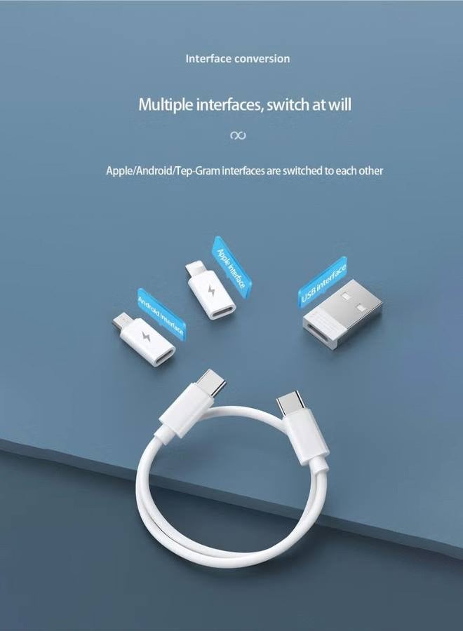 منظم كابلات سفر محمول متعدد الوظائف مع Lightning وMicro USB وTYPE-C و5 في 1 وشحن سريع 0.3 متر 60 وات وصندوق تخزين صغير لكابلات البيانات وحامل الهاتف وإخراج بطاقة SIM - Image 2