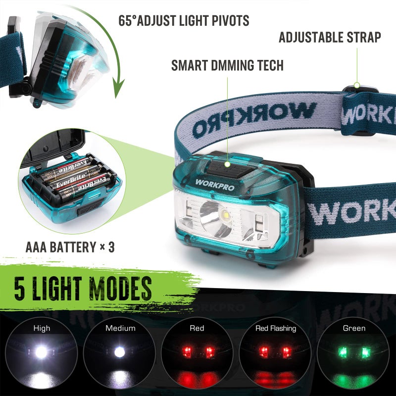 WORKPRO Camping Hatchet & Machete with Sheath, Camping Axe and Fixed Blade Hunting Knives with Paracord Handle, Headlamp, Flint, Camping Tool Set for Outdoor Hunting Survival - Image 5