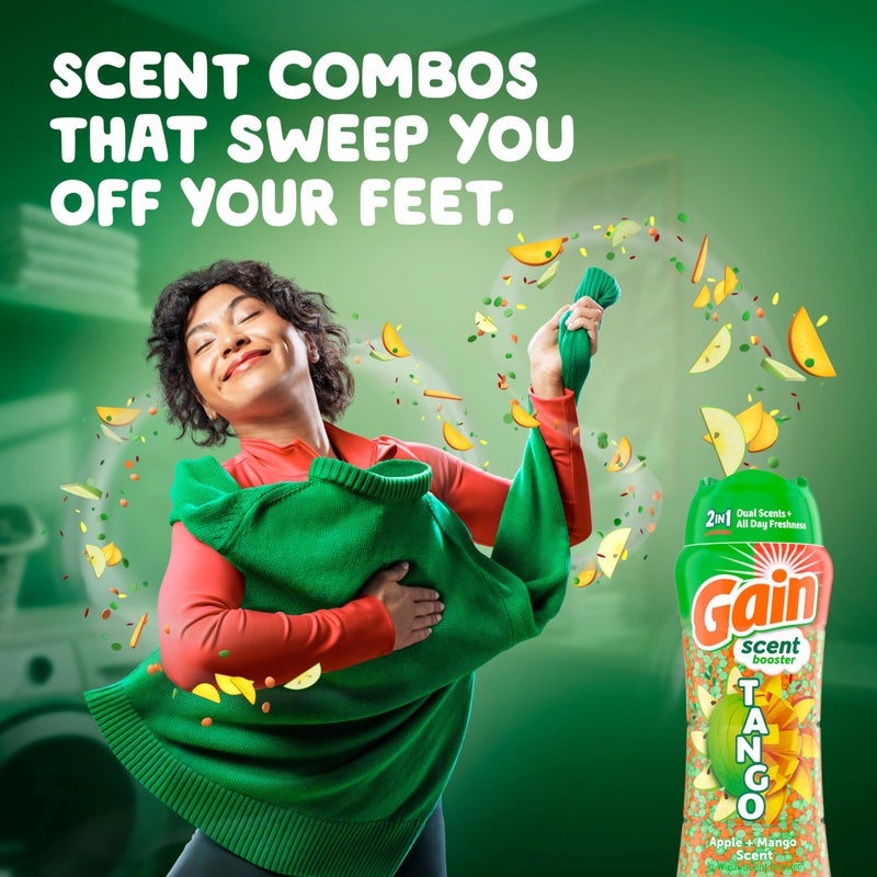 Gain Tango 2-in-1 Laundry Scent Booster Beads, Apple and Mango Scent, 21.1 OZ, Laundry Beads with Dual Scents Plus All Day Freshness - Image 2