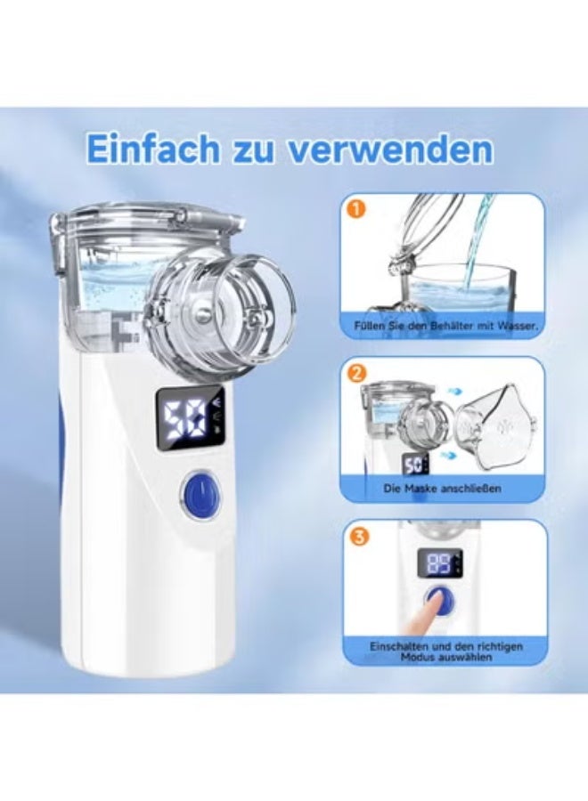 جهاز استنشاق محمول USB – قابل لإعادة الشحن للبالغين والأطفال – مع قناعين ومجرى فم – للاستخدام المنزلي والسفر - Image 2