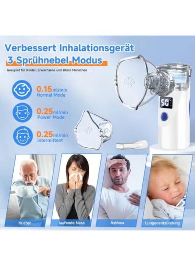 جهاز استنشاق محمول USB – قابل لإعادة الشحن للبالغين والأطفال – مع قناعين ومجرى فم – للاستخدام المنزلي والسفر - Image 5