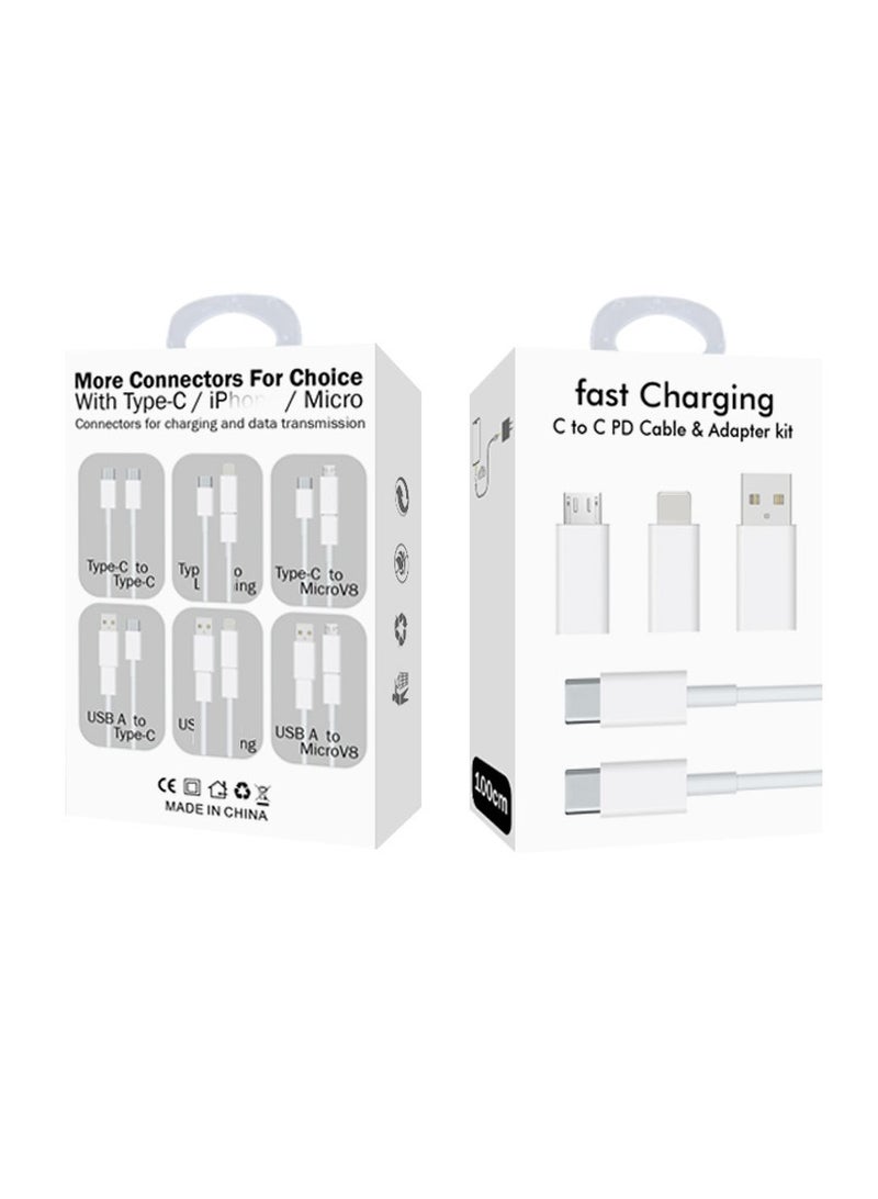 6-in-1 Multi Interface Mobile Data Cable USB C PD Fast Charging Cable Type-C Adapter Portable Storage Set - Image 2