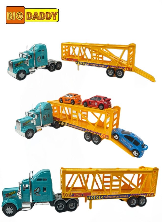Big Daddy Heavy Duty Tractor Trailer Race Car Carrier Toy Truck with 3 Cars Bundle - Image 2