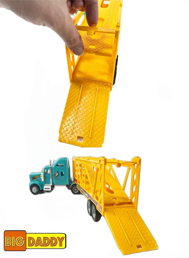 Big Daddy Heavy Duty Tractor Trailer Race Car Carrier Toy Truck with 3 Cars Bundle - Image 5